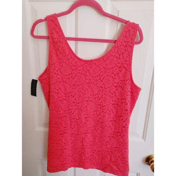 Lane Bryant Top Sleeveless Tank Lace Overlay Coral 14/16 NWT - Picture 4 of 5